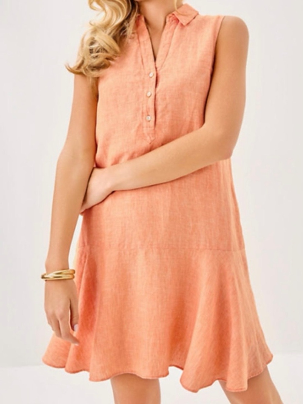 Lilly Pulitzer Peach-Orange Sleeveless Collared Shift Dress
